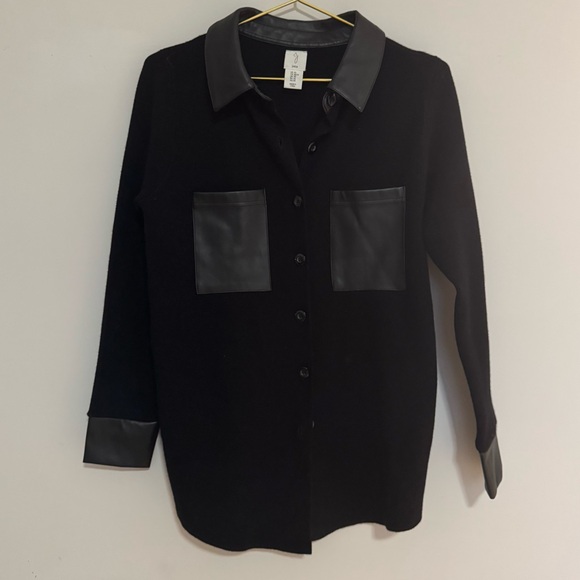 Joie - Vegan Leather Trim Knit Sweater - Picture 1 of 4
